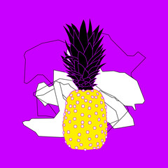 Fashion flat vector colored illustration. Stylish pineapple. Minimalist creative design