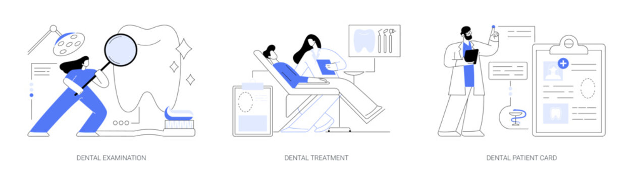 Dental care service abstract concept vector illustrations.