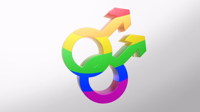 3d icon Gay LGBT pride rainbow Homosexual love icon people love couple icon with alpha chanal 3d rendering