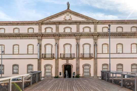 Santa Cruz de Tenerife, Spain - November 24, 2021: Museum of Nature and Archaeology in Santa Cruz de Tenerife. Facade of the MUNA Museum in the Canary Islands