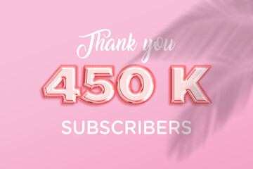 450 K  subscribers celebration greeting banner with Rose gold Design
