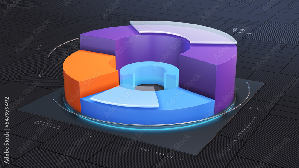 Poster pie chart with random numbers and abstract data, concept of financial business, stock market, data a