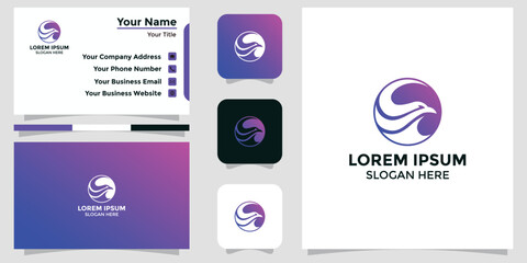 eagle bird design logo and branding card