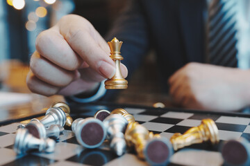 Side view of a business man is typing on laptop computer with blank copy space screen for texting a message. Working time as concept.