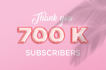 700 K  subscribers celebration greeting banner with Rose gold Design