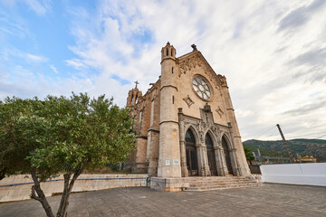 Fototapeta na wymiar View of the Neogotic Church of Santa Maria by Joan Martorell i Monells, Portbou