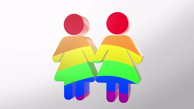 3d icon Gay LGBT pride rainbow Homosexual love icon people love couple icon with alpha chanal 3d rendering