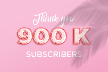 900 K  subscribers celebration greeting banner with Rose gold Design