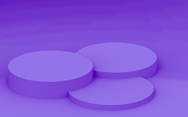 Abstract 3d purple violet color cylinder podium minimal studio background.