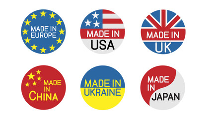 countries made in sign symbol template set