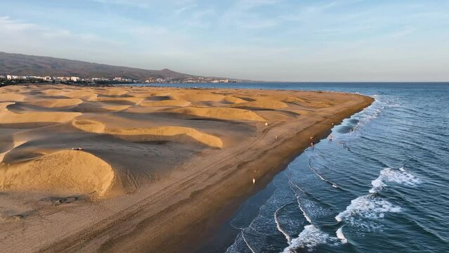 Aerial view of the dunes of Maspalomas in the Canary Islands