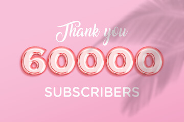 60000 subscribers celebration greeting banner with Rose gold Design