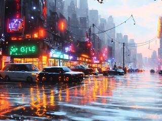 neon big city streetview