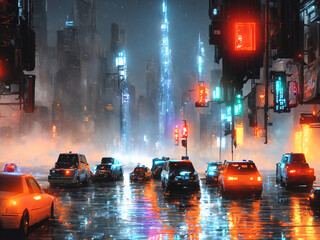 neon big city streetview