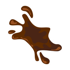 Splash of coffee or hot chocolate vector illustration. Liquid or fluid texture, splatter of brown paint isolated on white background. Texture, food, art concept