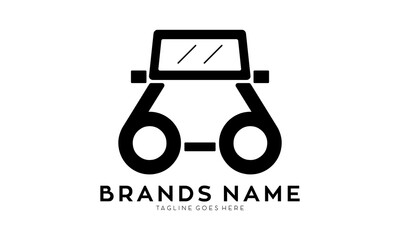 Off road car front side with number 6 logo vector.