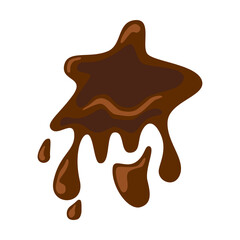 Splash of coffee or hot chocolate vector illustration. Spilled of brown paint isolated on white background. Texture, food, art concept