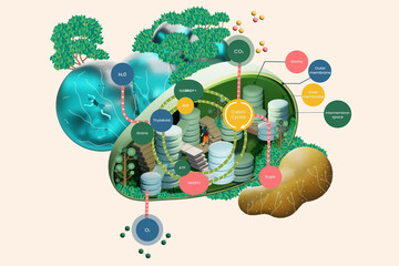 Illustration in Isometric Style of Xylem of a Plant