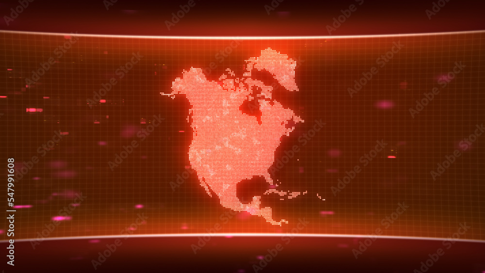 Poster map glowing red silhouette outline made of lines dots triangles, low polygonal shapes. communication