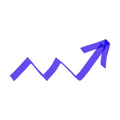 Hand drawn marker zig zag arrow. Cartoon vector illustration. Blue permanent stroke, arrow. Ink, doodle, texture for banner design