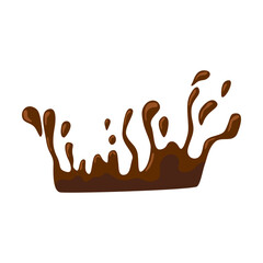 Splash of coffee or hot chocolate vector illustration. Spilled mud, liquid or fluid texture, splatter of brown paint isolated on white background. Texture, food, art concept