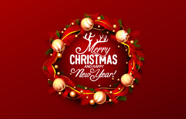 Obraz na płótnie Canvas Merry christmas and happy new year, holiday banner. Vector