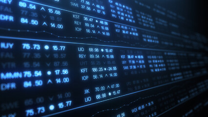 Stock market digital graph chart business indicator stock exchange trading analysis investment financial on display crisis stock crash down and grow up gain and profits financial impact or forex graph