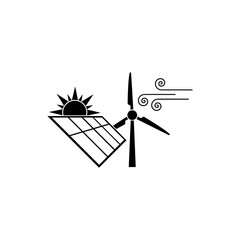Wind and solar energy logo isolated on white background