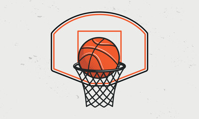 Basketball ring with ball isolated on white background. Basketball banner, poster template. Vector illustration © Denys Holovatiuk