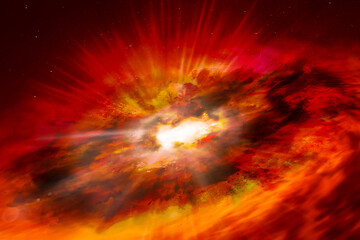 Red colored Supermassive Black Hole in outer space. Elements of this image furnished by NASA.