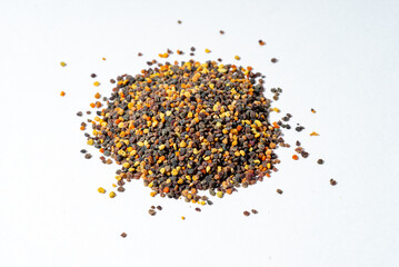 bee gathered pollen granules background