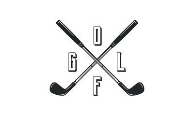 Golf logo. Golf logo, icon, sign. Crossed golf clubs isolated on white background. Vector emblem