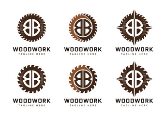 Monogram B Letter in sawmill. Perfect for woodworker, industrial and construction logos