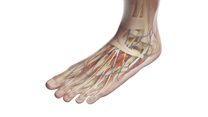 3D Rendered Medical Illustration of Female Anatomy - Muscles of the Left foot