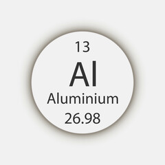 Aluminium symbol. Chemical element of the periodic table. Vector illustration.