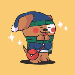 adorable little puppy winter fashion collection 2 character doodle element