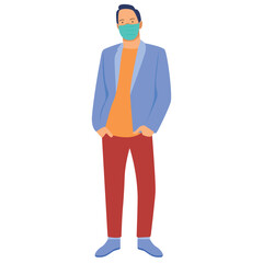 man wearing face mask illustration