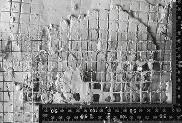 Wet cement reinforcement, frame metal engineer corner ruler background and texture 