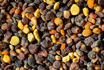 bee gathered pollen granules background