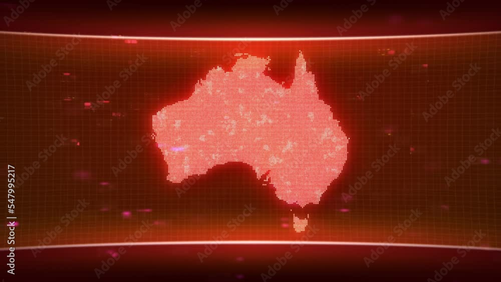 Poster map glowing red silhouette outline made of lines dots triangles, low polygonal shapes. communication