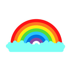 Cartoon rainbow vector. Rainbow and cloud with colors tail. Hand drawn color arc vector illustration. Cartoon arc