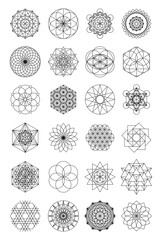 Sacred geometry line symbols. Alchemy, religion, philosophy, spirituality symbols and elements.
