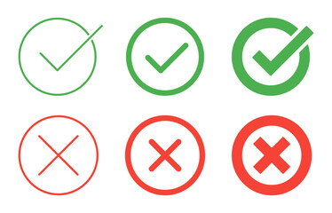 Check mark vector line icons.