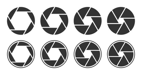 Camera shutter vector icons set.