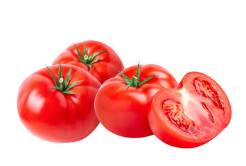 Tomato vegetables isolated on white or transparent background.