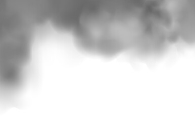 Black smoke, smog, soil and sand. Realistic vector isolated on transparent background. Concept house cleaning, air pollution,big explosion,desert sandstorm.