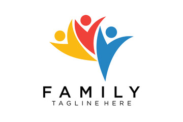 Abstract People Logo. Blue Rounded Line Linked Human Icon Pulse Wave Style isolated on White Background. Usable for Teamwork and Family Logos. Flat Vector Logo Design