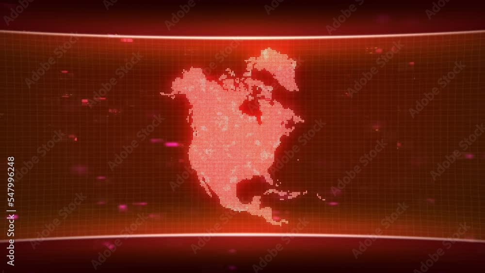 Poster map glowing red silhouette outline made of lines dots triangles, low polygonal shapes. communication