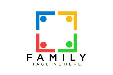 Abstract People Logo. Blue Rounded Line Linked Human Icon Pulse Wave Style isolated on White Background. Usable for Teamwork and Family Logos. Flat Vector Logo Design