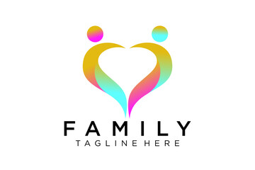 Abstract People Logo. Blue Rounded Line Linked Human Icon Pulse Wave Style isolated on White Background. Usable for Teamwork and Family Logos. Flat Vector Logo Design